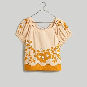 Madewell Embroidered Lace-Up Back Top